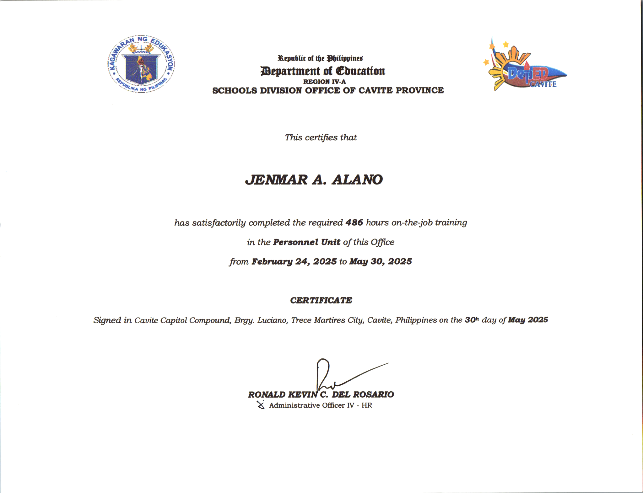 Certificate 1